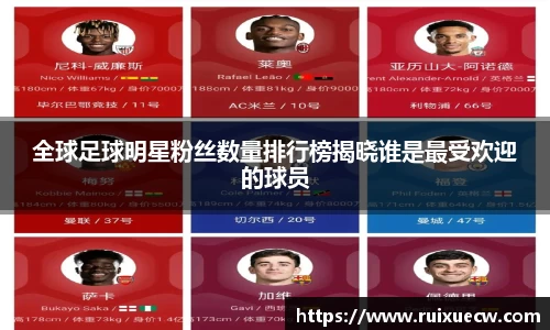 全球足球明星粉丝数量排行榜揭晓谁是最受欢迎的球员